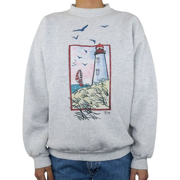 Vintage 90s Tultex Lighthouse Sweatshirt - Picture 1 of 6